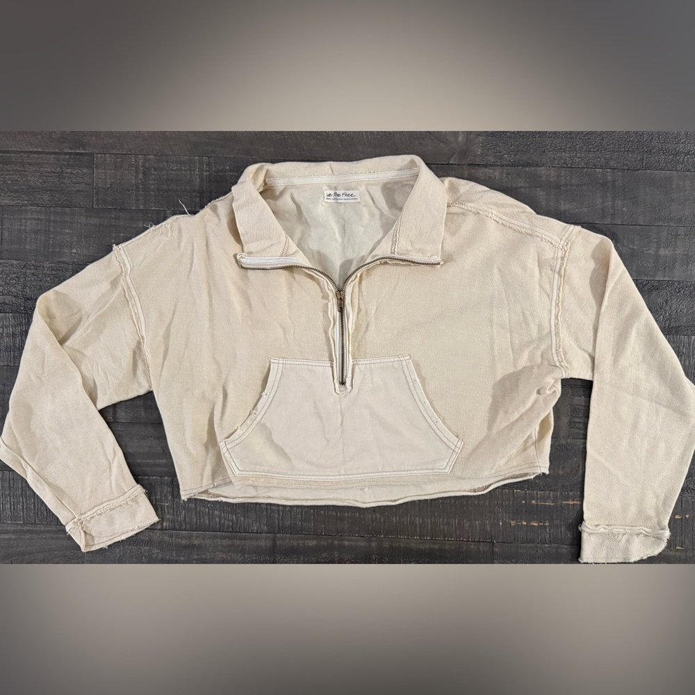 Free People We The Free Kitty Pullover Cropped Quarter Zip Sweatshirt S Boho - Picture 4 of 6